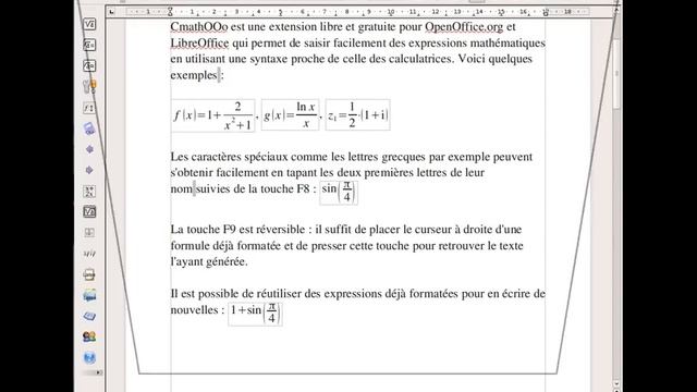 CmathOOo : mise en forme d'expressions смотреть онлайн