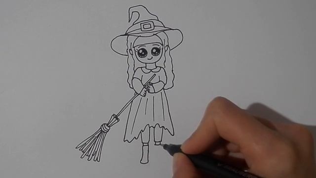 РИСУЕМ ПРОСТО МИЛУЮ ВЕДЬМОЧКУ, рисунки на ХЕЛЛОУИН/527/DRAW JUST A CUTE LITTLE WITCH смотреть онлайн
