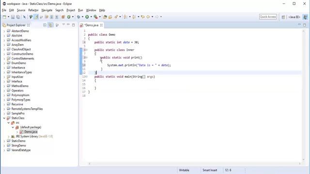 Java for beginners - Chapter 24 : Static classes in Java Part -1 смотреть онлайн