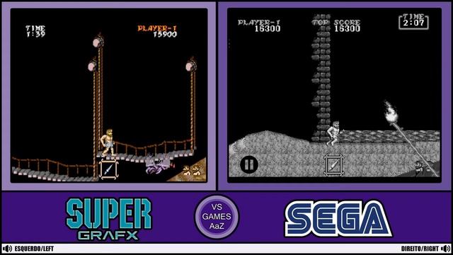 Ghouls'n Ghosts(Pc Engine Supergrafx VS Mega Drive)side by side comparison graphics смотреть онлайн