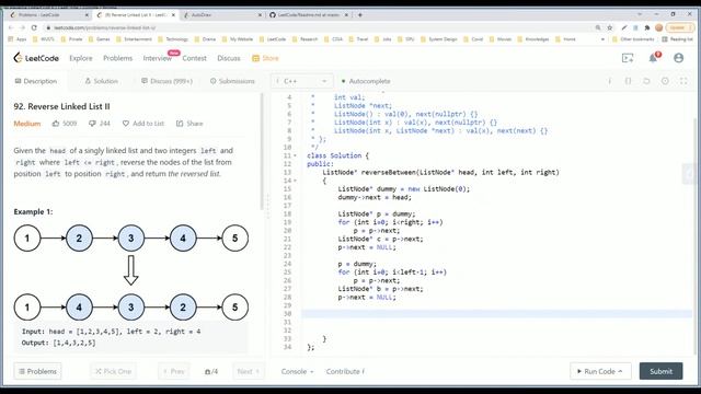 【每日一题】LeetCode 92. Reverse Linked List II смотреть онлайн