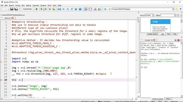 Lecture 21 - Adaptive Thresholding on Image | OpenCV and Image Processing | Python Computer Vision смотреть онлайн