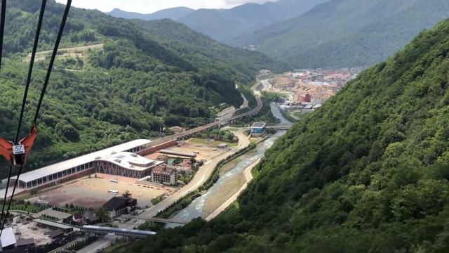 Роза Хутор, горная река Мзымта, Красная Поляна с высоты птичьего полета смотреть онлайн