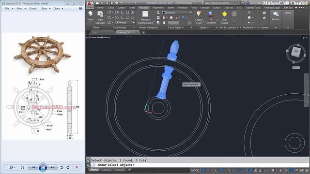 Autocad Tutorial 3D Modeling + Rendering Ship Wheel Practice Exercise 40 смотреть онлайн