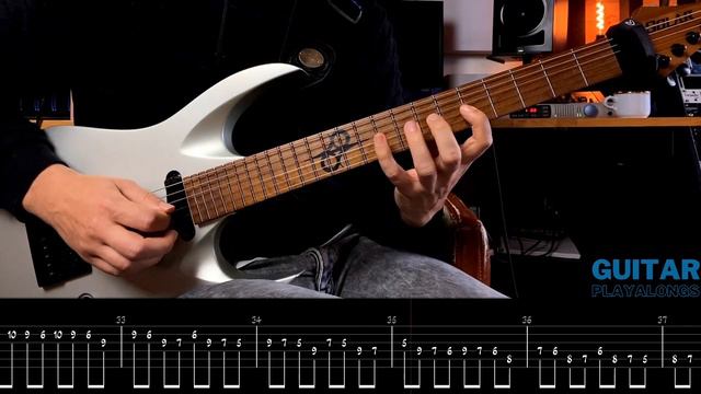 HARMONIC MINOR SCALE GUITAR PLAYALONG | Lesson workout with tabs and alternate picking смотреть онлайн