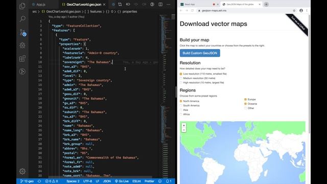 Using React (Hooks) with D3 – [12] World Map with D3-geo смотреть онлайн
