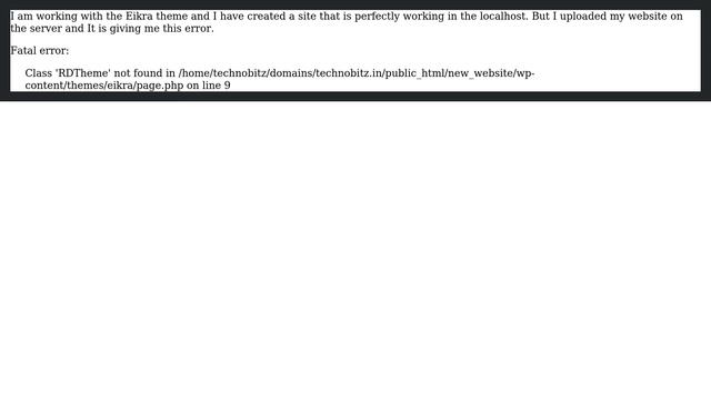 Wordpress: Fatal error: Class 'RDTheme' not found смотреть онлайн
