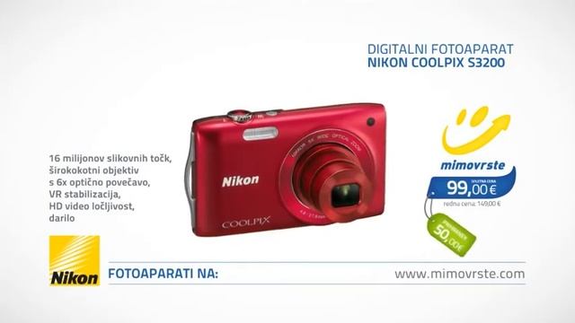 Mimovrste=) Digitalni Fotoaparat Nikon Coolpix S3200