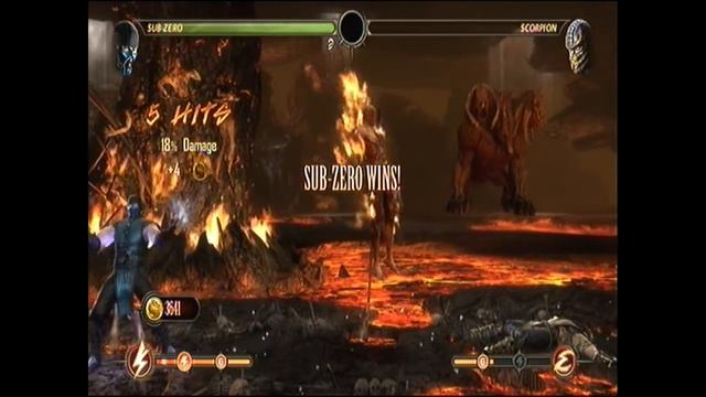 Mortal Kombat 9 - Sub-Zero Vs Scorpion (9 Hit Combo Juggle & Stage Fatality) смотреть онлайн