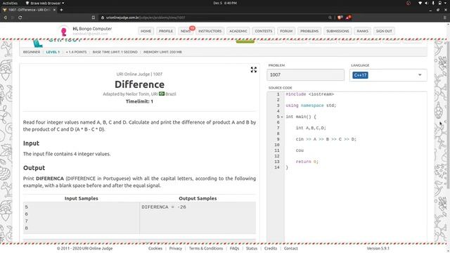 How to Solve URI Online Judge C++ Problem #1007 Difference смотреть онлайн