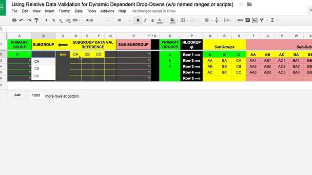 Google Sheets: Dynamic Dependent Drop-Downs using Relative Data Validation [DEPRECATED] смотреть онлайн