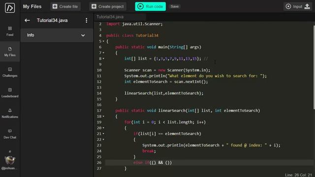 Java Programming Tutorial EP: 34 Linear Search | Joshua's Programming смотреть онлайн