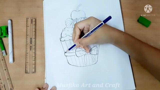 Cup cake drawing || Disney cup cake drawing || cup cake sketch || #Musfika Art and Craft смотреть онлайн