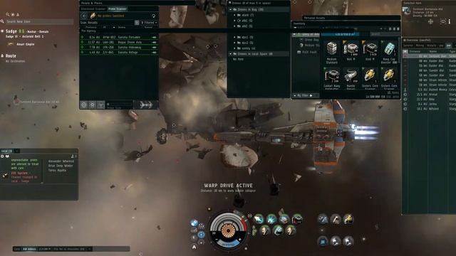 EVE-online Mare Sargassum. Combat Rogue Drones expedition on Stratios | 1st location смотреть онлайн