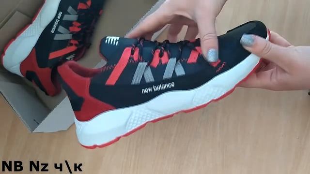 Мужские кожаные кроссовки New Balance Red черные с красным