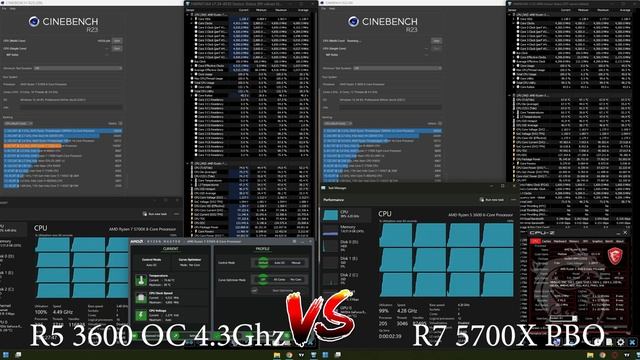Ryzen 5 3600 OC 4.3 Vs Ryzen 7 5700x PBO  || Benchmark CPU 3 Apps