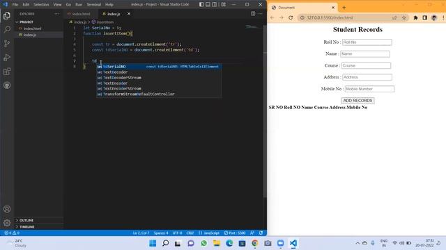ADD STUDENT RECORDS ON WEB PAGE AND SHOW TABLE FORM || HTML || JAVASCRIPT ||BY DEVENDRA SINGH CHUHA смотреть онлайн