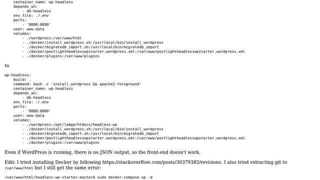 Cannot get Docker to work with headless-wp-starter смотреть онлайн