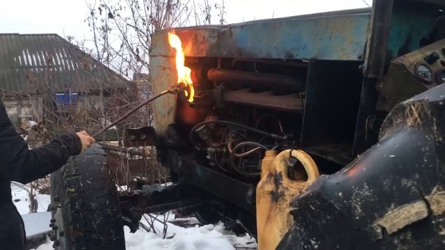 Заводим трактор Т40 с факелом