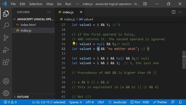 JavaScript Logical Operators смотреть онлайн