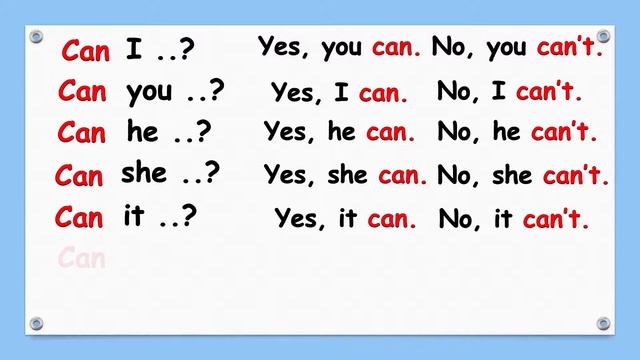Модальный глагол Can - Questions and short answers смотреть онлайн