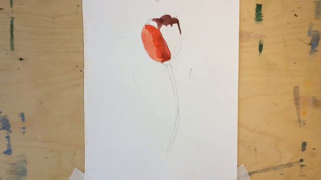 TULIP watercolor - ТЮЛЬПАН акварелью смотреть онлайн