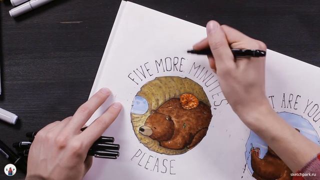 Скоростной рисунок маркерами на видео. Рисуем медведей. смотреть онлайн