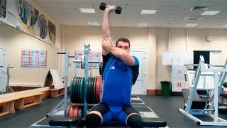 Французский жим 1-й рукой стоя / сидя: техника выполнения смотреть онлайн