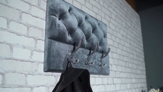 Серые вешалка и пуф Краш, стол Таволино серый на черном основании, полка Портал черная смотреть онлайн