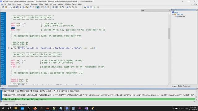 x86Assembler#10: Ассемблер - умножение и деление со знаком смотреть онлайн