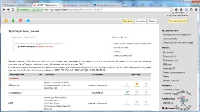 Хостинг Masterhost.ru. Привязываем домен. смотреть онлайн