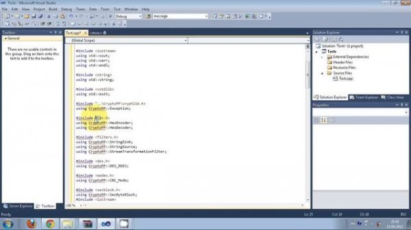 Compiling Crypto++ library into the Microsoft Visual C++ Environment + Running Sample program