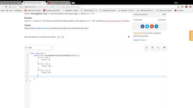 Count Numbers with Unique Digits смотреть онлайн