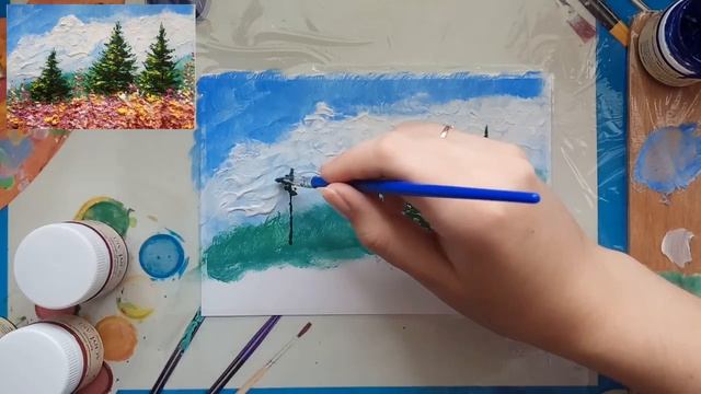 Объёмная живопись текстурной пастой и акрилом пошагово для начинающих (eng sub) 3d painting смотреть онлайн