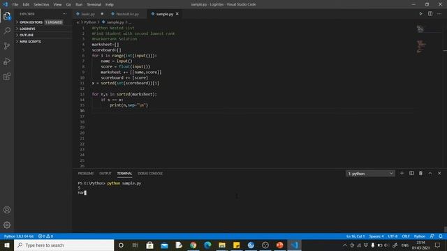 Python Nested List | Hackerrank Solution | Find student with second lowest rank смотреть онлайн