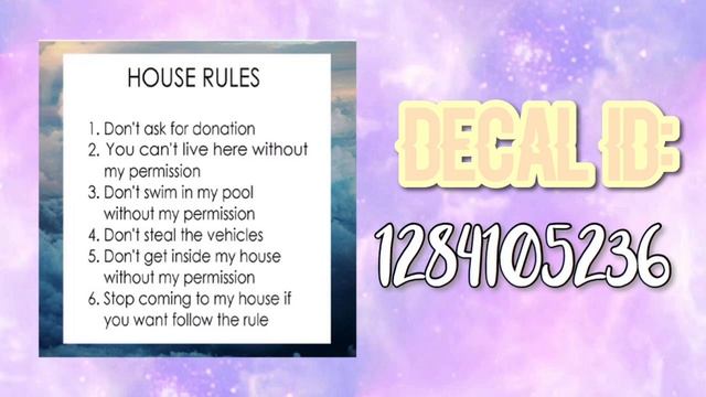 Roblox Bloxburg - House Rules Decal Id's смотреть онлайн