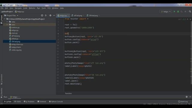GUI in Python with LED ON and LED OFF button and image смотреть онлайн