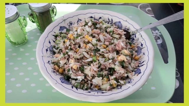 Салат с рисом и тунцом. смотреть онлайн
