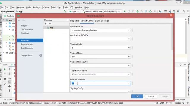 Android Studio fix INSTALL_FAILED_OLDER_SDK смотреть онлайн