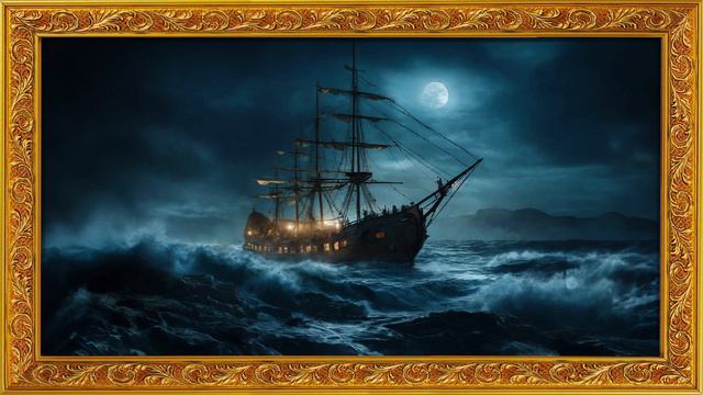 🌊🚢 Ocean And Ship With Relaxing Music | 1 Hour Framed Painting | Wallpaper TV Art 🎨📺