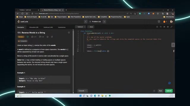 Leetcode 151 - Reverse Words in a String - Python смотреть онлайн