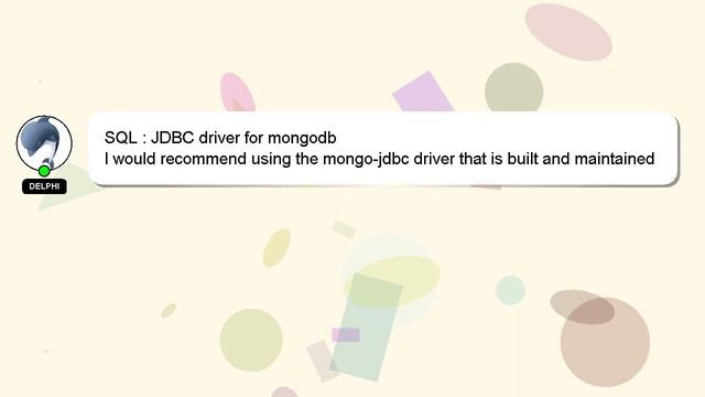 SQL : JDBC driver for mongodb смотреть онлайн