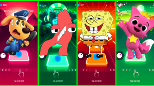 Sheriff Labrador VS Alphabet Lore VS The SpongeBob VS Pinkfong Coffin Dance EDM Rush Tiles Hop