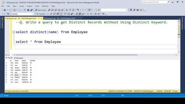 get Distinct records without using Distinct Keyword | Distinct Keyword смотреть онлайн