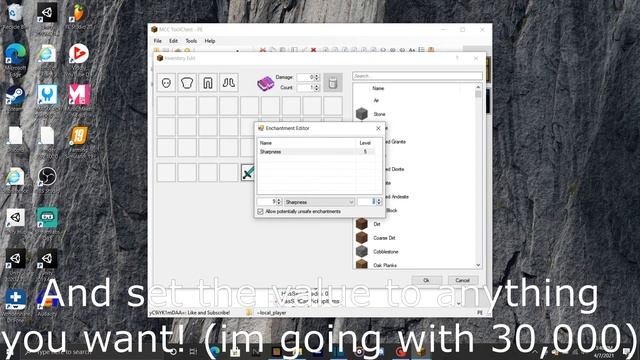 Minecraft: How to get a Sharpness 30000 Sword [how to enchant any item to any level] смотреть онлайн