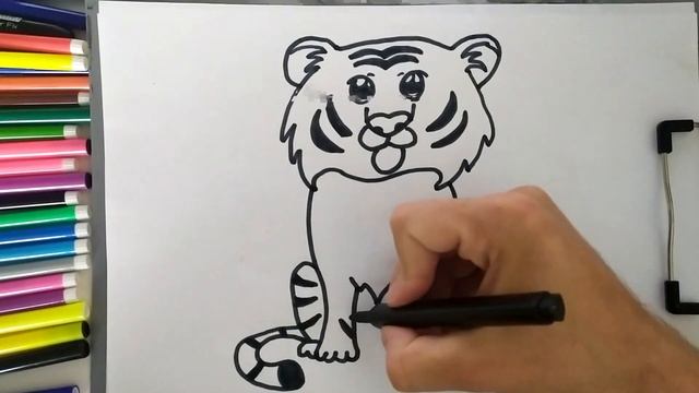 how to draw a tiger ? bolalar uchun yo'lbars chizish ? как нарисовать тигра легко смотреть онлайн