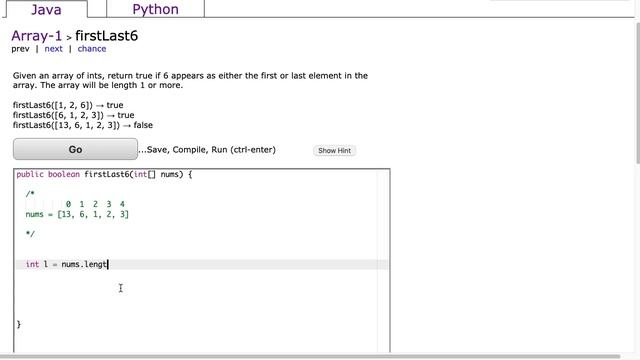 Codingbat - firstLast6 (Java) смотреть онлайн