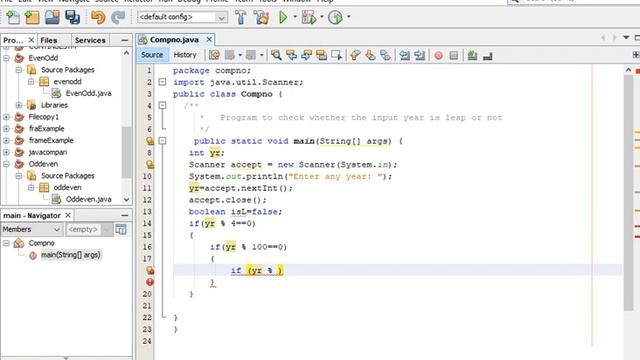 java Program to check whether the input year is leap or no смотреть онлайн
