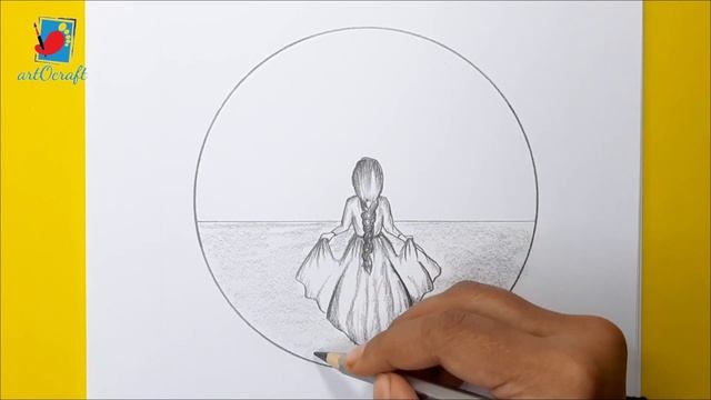 How to draw a girl standing in a garden - Pencil sketch scenery drawing / Landscape scenery смотреть онлайн