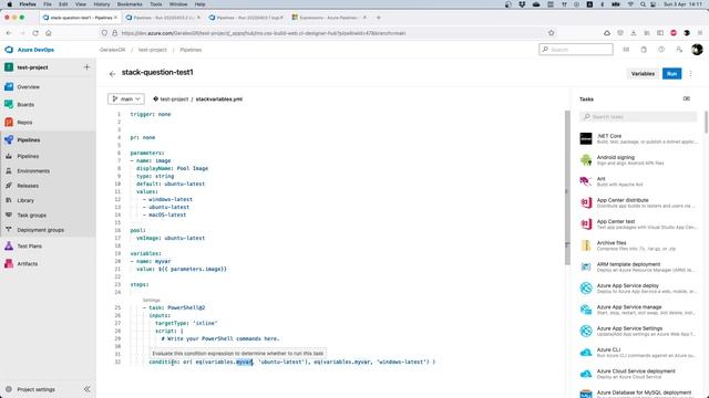 Task condition based on parameter - Azure DevOps смотреть онлайн
